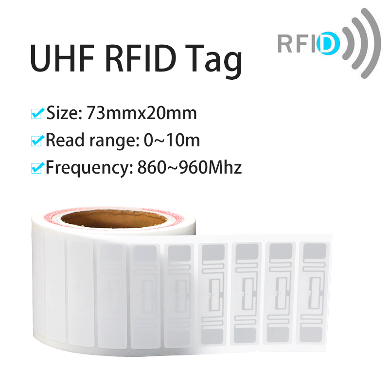 Zakres odczytu 10M znacznik UHF 73*20mm pasywna etykieta samoprzylepna RFID UHF znaczniki RFID do zarządzania zapasami