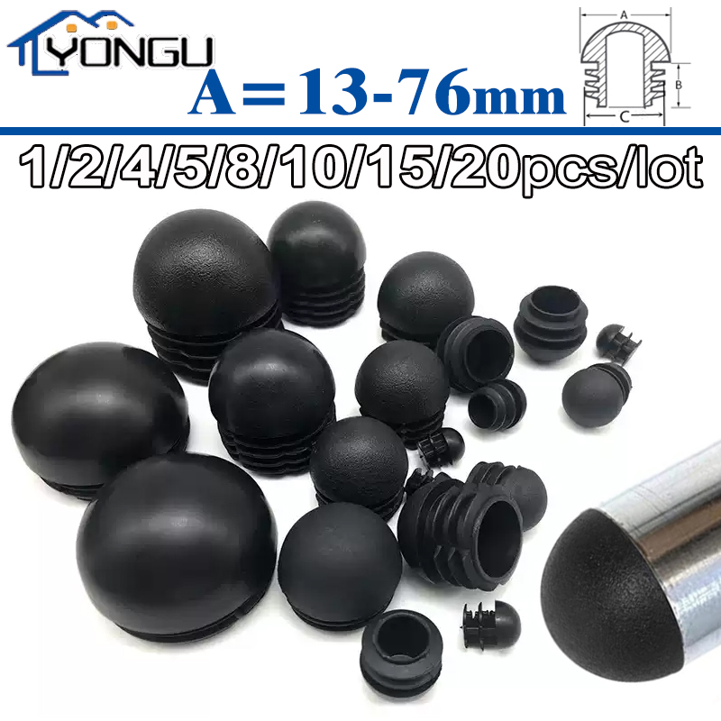 Tapas de extremo ciego de plástico PE redondas abovedadas, insertos de tubo, funda protectora, 13 16 19 20 22 25 28 30 32 35 38-76mm