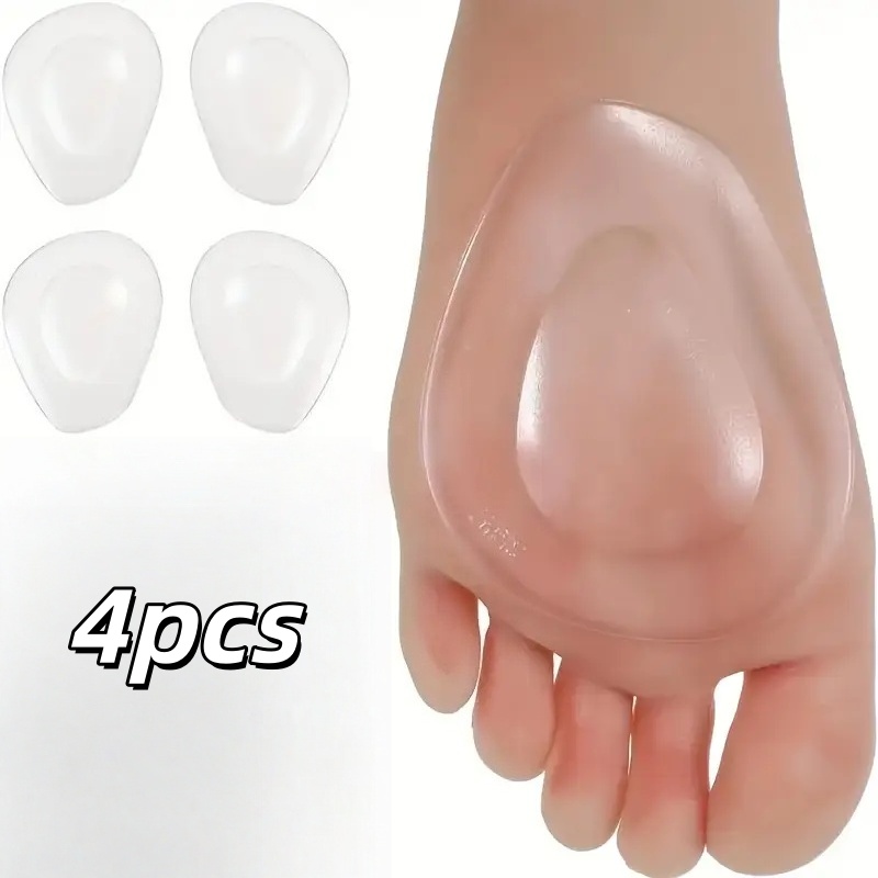 แผ่นเจลรองเท้าด้านหน้า 4 ชิ้น - แผ่นรองเท้าด้านหน้าแบบใช้ซ้ำได้สำหรับรองเท้าส้นสูงเพื่อบรรเทาแรงกดทับเท้า และแผ่นกันกระแทกป้องกันการลื่นไถล