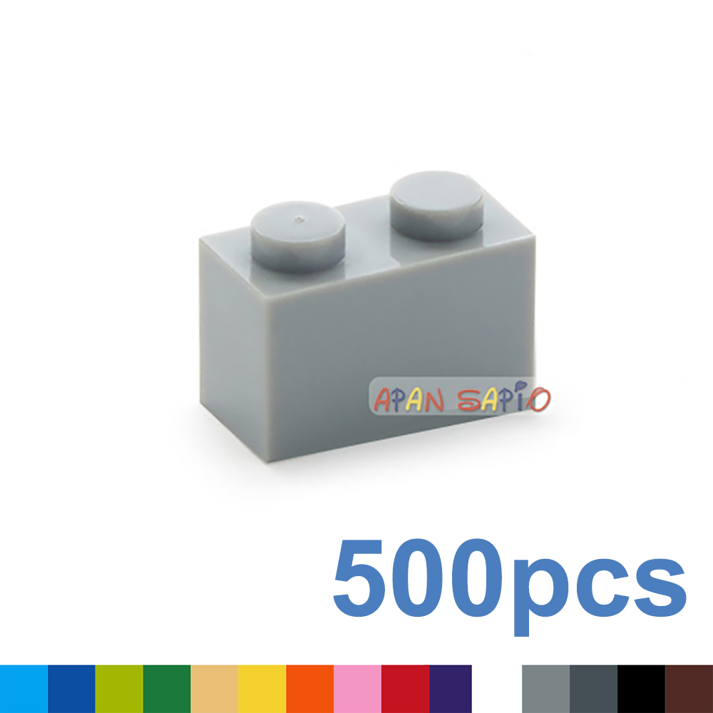 500 Stuks 1X2 Dots Diy Bouwstenen Dikke Figuren Bakstenen Educatief Creatief Plastic Speelgoed Voor Kinderen Compatibel Met 3004