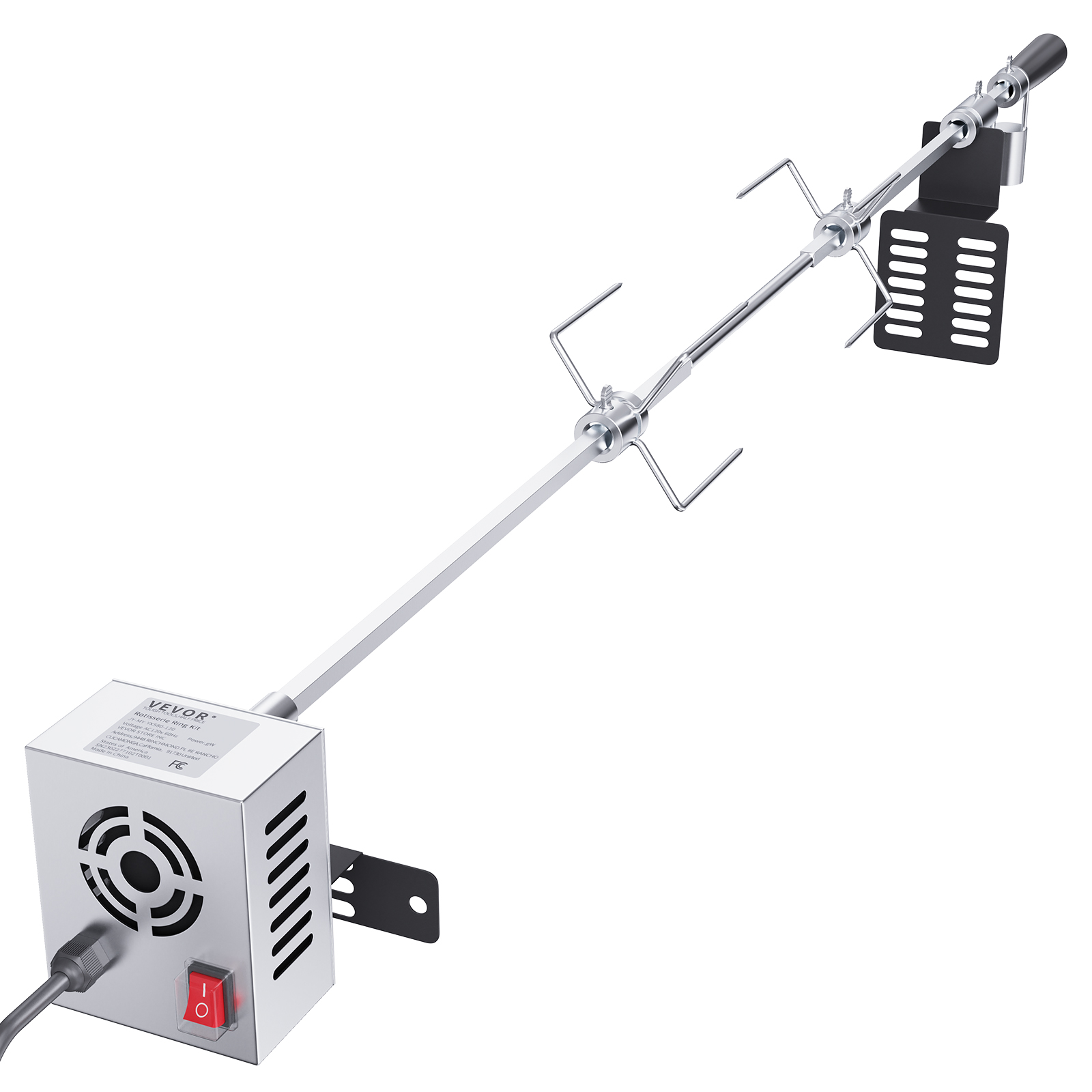 SucceBuy Kit Girarrosto Universale 39-56 Pollici per Griglie Elettriche BBQ con Motore in Acciaio Inossidabile Kit per Grigliate Automatiche