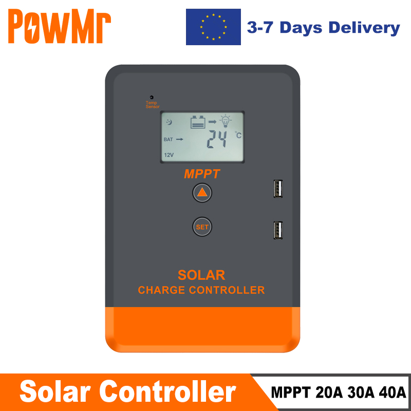 PowMr MPPT 40A 30A 20A Solarladeregler 12V 24V Solarmodule Regler Ladegerät für Blei-Säure-LifePO4-Lithiumbatterie
