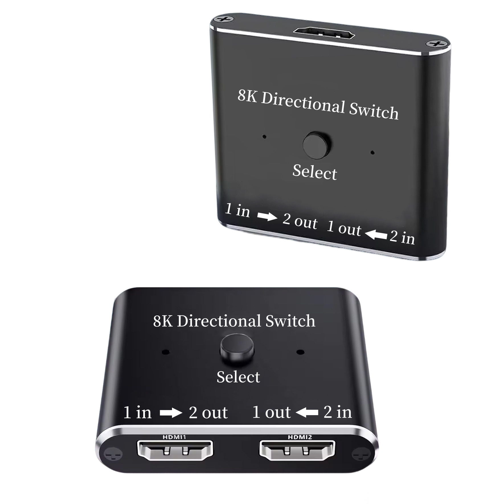 Przełącznik HDMI 8K kompatybilny z 2.1, rozdzielacz 2 wejścia 1 wyjście, 1 wejście 2 wyjścia, dwukierunkowy przełącznik do laptopa, komputera, przełącznik do podłączenia dwóch monitorów