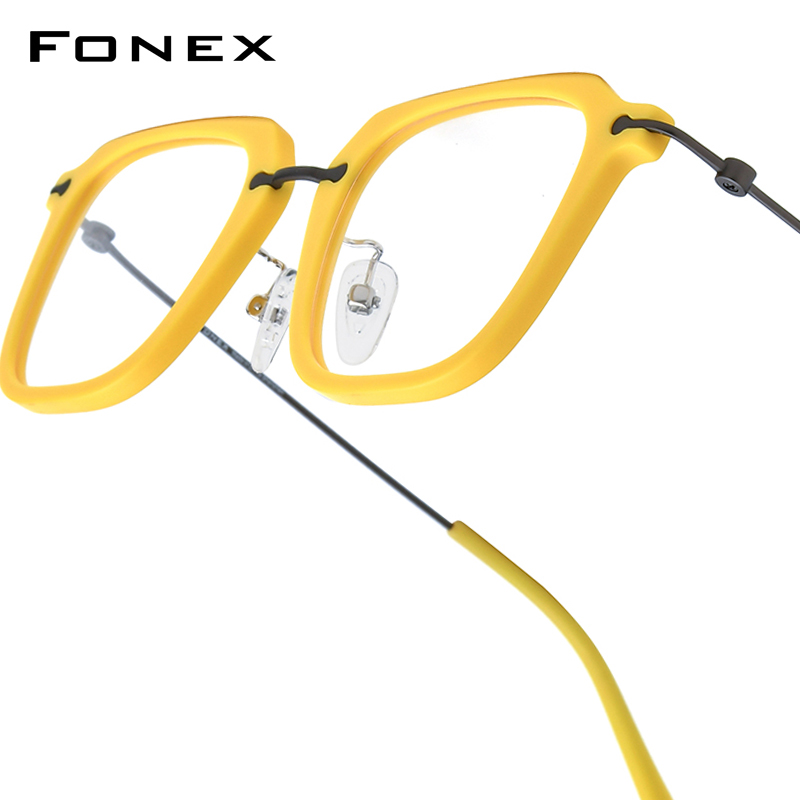 FONEX Occhiali da vista in acetato di titanio Telaio da uomo Nuovo design di marca Occhiali quadrati da donna Occhiali giapponesi Occhiali di alta qualità 85843