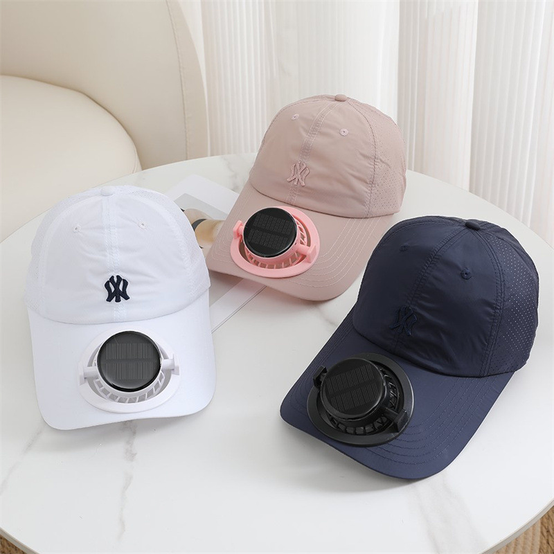 Boné de Malha para Exterior com Carregamento Solar e Ventilador, Novo Estilo de Verão, Respirável, Proteção Solar para Homens, Mulheres e Adultos
