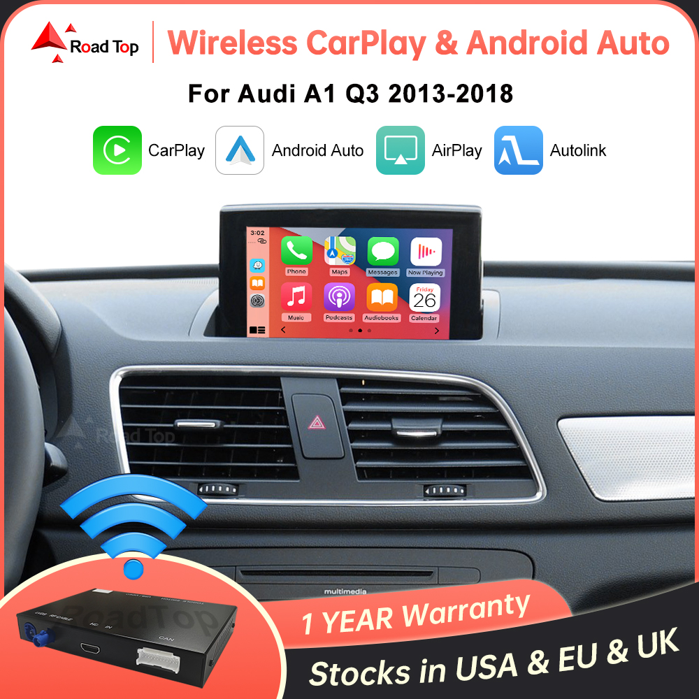 Road Top Wireless CarPlay Android Auto para Audi A1 Q3 RMC 2013-2018, con funciones de reproducción de coche AirPlay Mirror Link