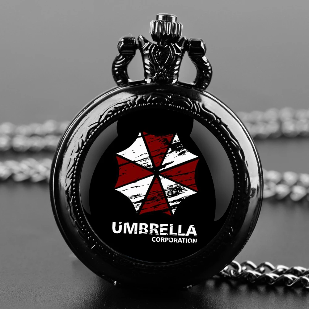Большой фильм Resident Evil стеклянный купол карманные часы винтажные мужские и женские арабские цифровые циферблаты ожерелье кулон часы подарок для детей