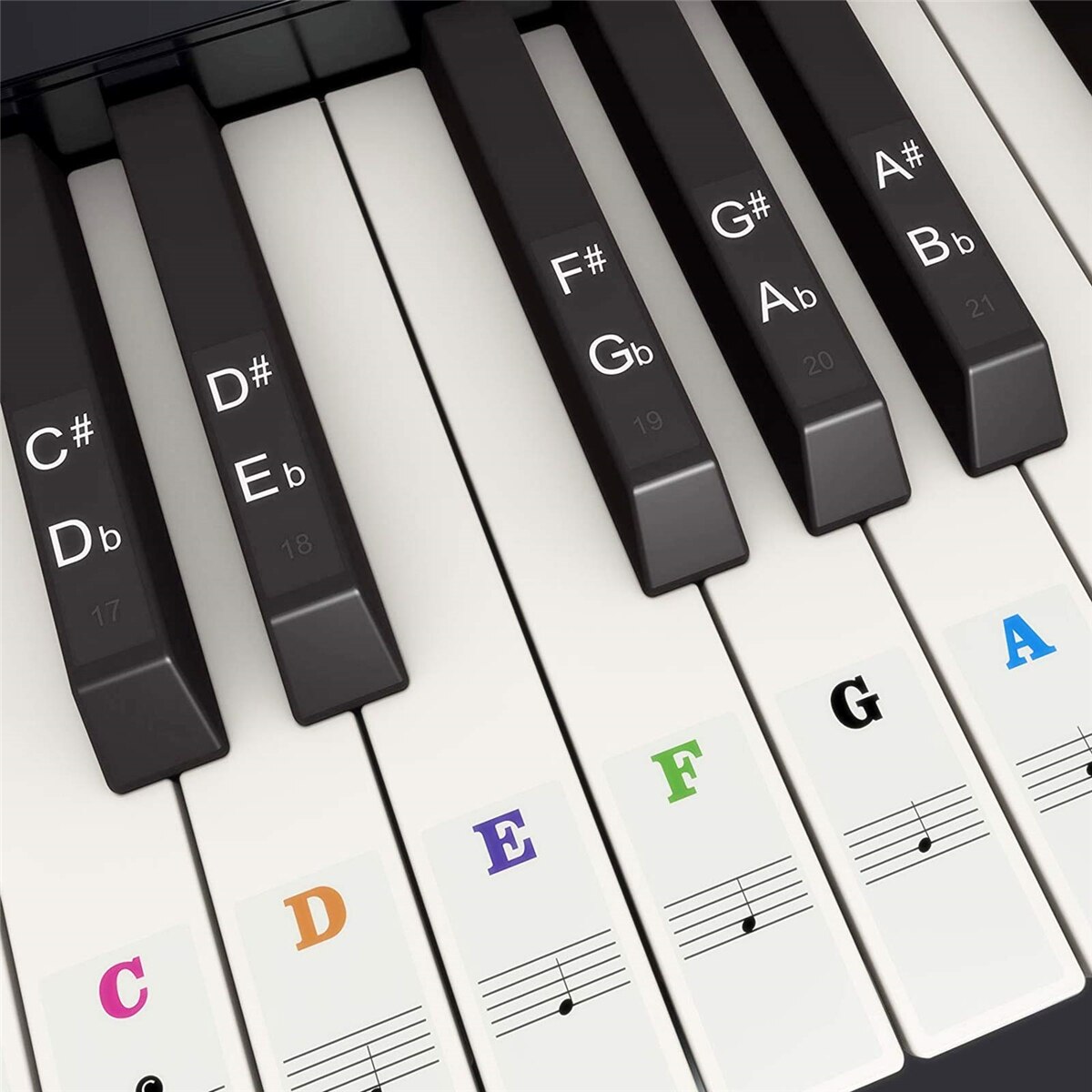 Teclado Piano Adesivos para 37 49 54 61 88 Branco e Preto Teclas Música Teclado Piano Eletrônico Nota Adesivos