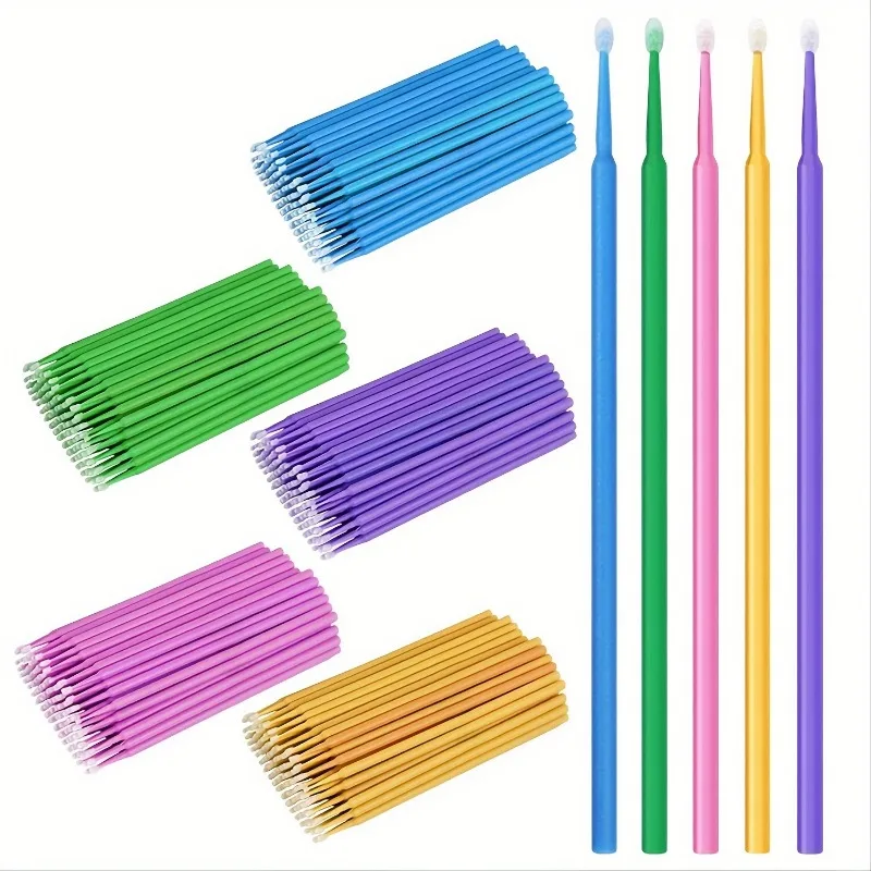 Paquete de 100 mini hisopos de algodón para una aplicación fácil y precisa del adhesivo para pestañas, utilizados para maquillaje y limpieza de pestañas, injerto de pestañas