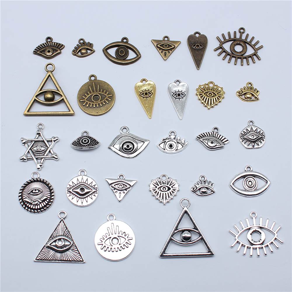 Pendentif en Forme de Mauvais Œil de Sorcière, 20 Pièces, Bijoux Tibétains Faits à la Main, DIY