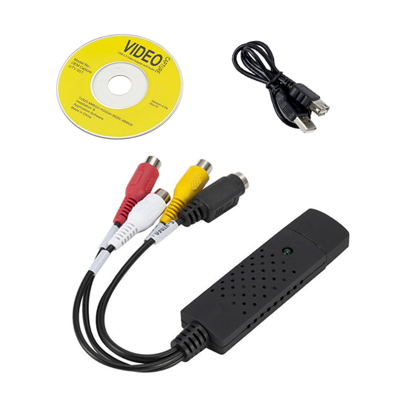 Преобразователь VHS в цифровой USB 2.0 Карта видеозахвата Аналоговый адаптер S-Video Аудио ТВ DVD Видеозахват VHS для Windows 10/8/7/XP