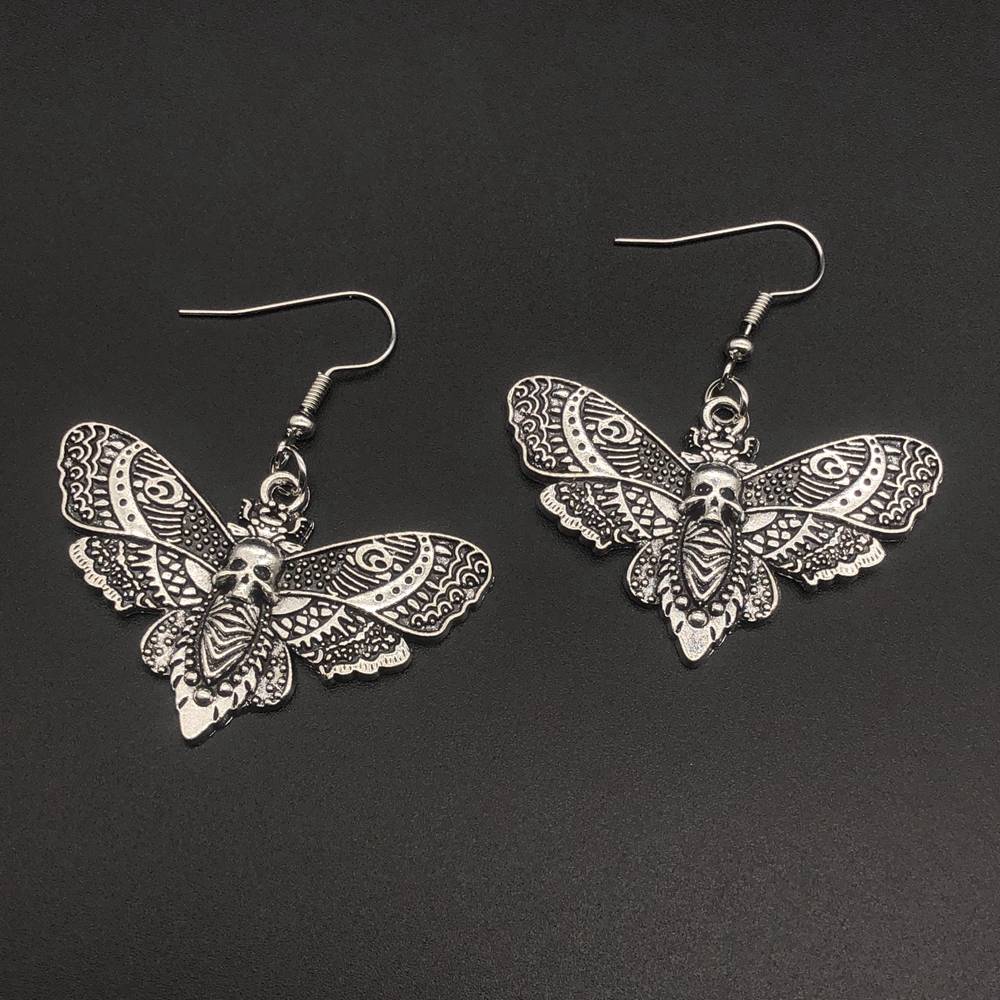 Goth estética estilo punk traça pingente personalidade feminina brincos crânio gótico gota brincos feminino festa jóias presentes