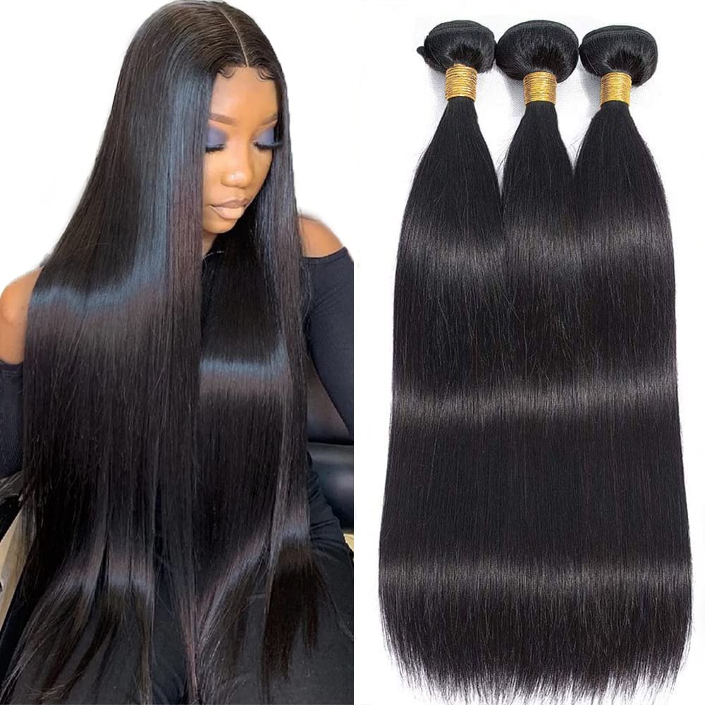 Human Hair Bundles ตรงผมสาน 1 3 4 ชุดข้อเสนอ 100% ที่ยังไม่ได้ Peruvian Virgin Hair สีดําธรรมชาติ 1B สามารถย้อมได้