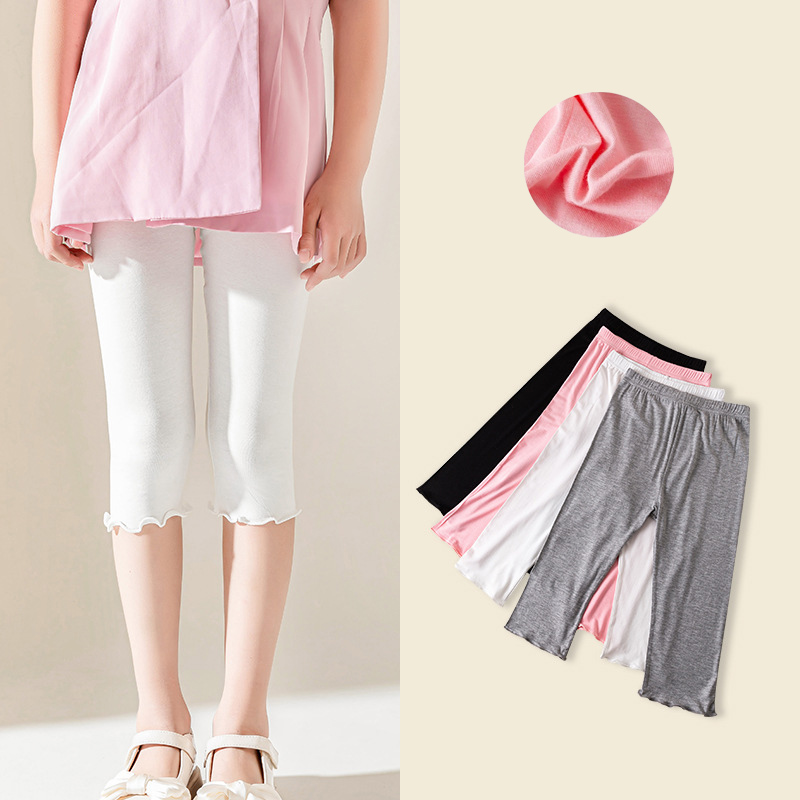 Summer ultra-thin stretch tights for girls aged 1-3, 3-5, and 5-7, children's style slim 7/8 length leggings