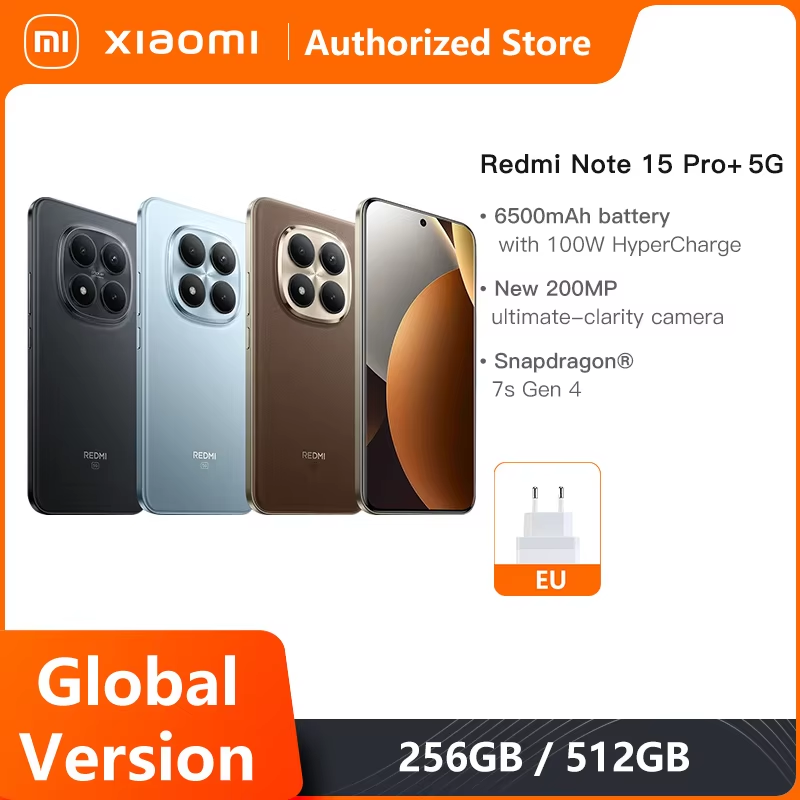 Смартфоны Xiaomi Redmi Note 15 Pro+ 5G, глобальная версия, Snapdragon ®   7s Gen 4 NFC, 6.83-дюймовый AMOLED-дисплей CrystalRes, 6500 мАч