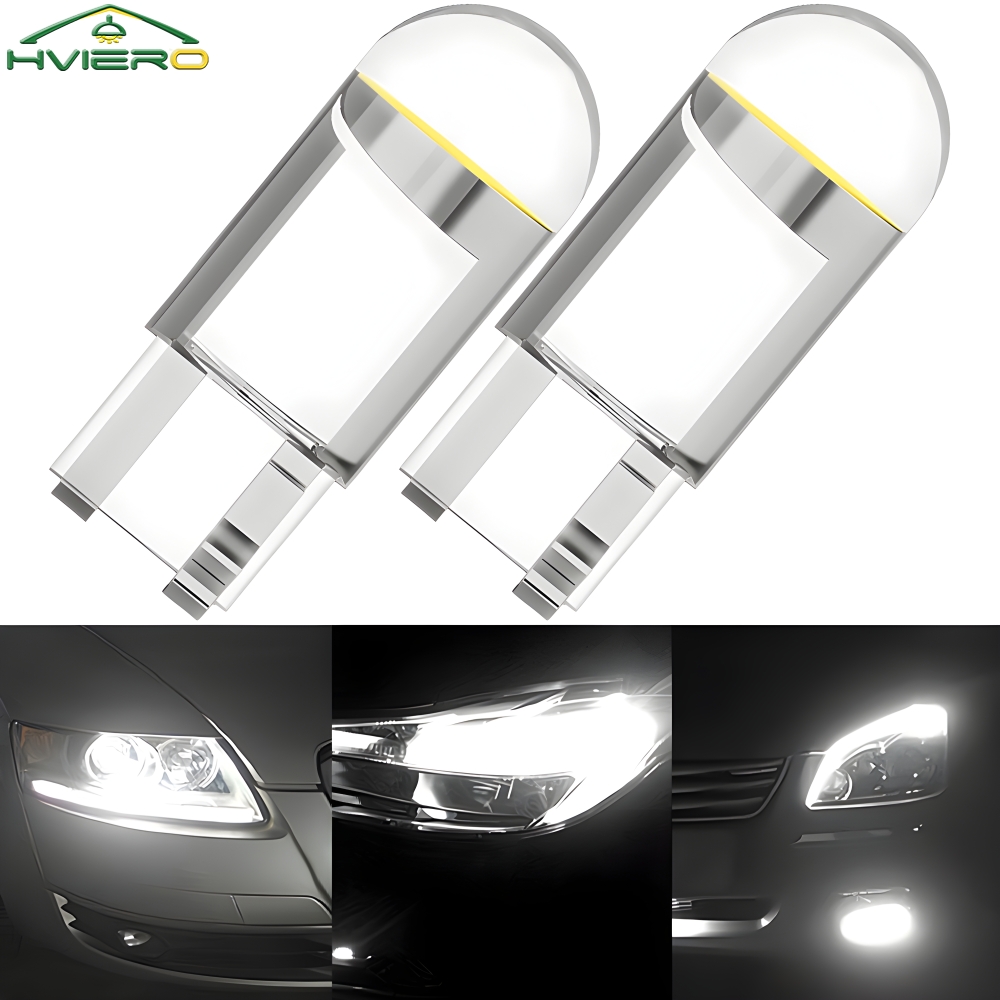 2 STKS W5W 194 T10 Glazen Behuizing Cob LED Thuis Lamp 6000 K Wedge Kentekenverlichting Lichtkoepel Wit Diedo Auto Interieur Lezen 12 V DC
