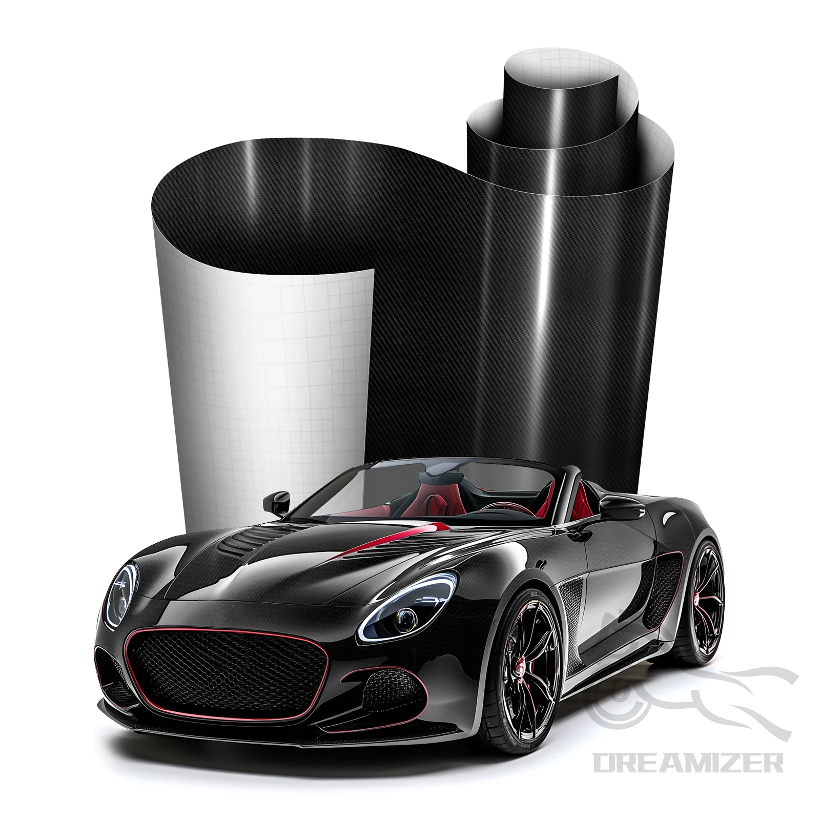 20X5FT High Glossy Black Carbon Fiber Car Wrap Vinyl Film Samoprzylepna automatyczna naklejka Bubble Car Body Film Vinyl Wrap Decals