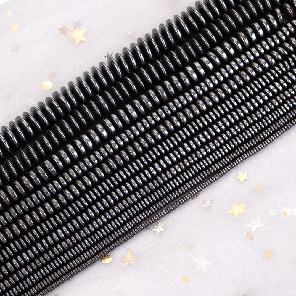 Perles plates épaisses noires en pierre naturelle, hématite, perles d'espacement amples pour la fabrication de bijoux, accessoires de couture pour bracelets et colliers à faire soi-même