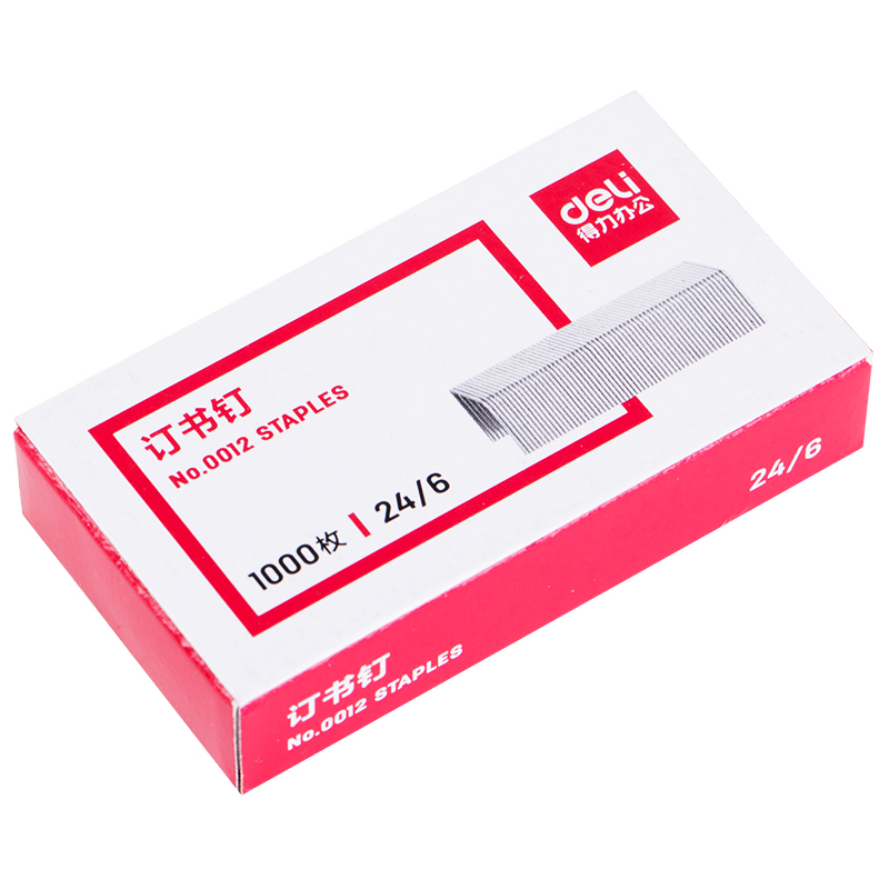 1000 CÁI/HỘP Deli 0012 Đa Năng Kim bấm 24/6 Kim bấm 12x6mm bình thường chủ lực liên kết công suất 25 trang 70g hàng đầu Trung Quốc Thương hiệu Deli