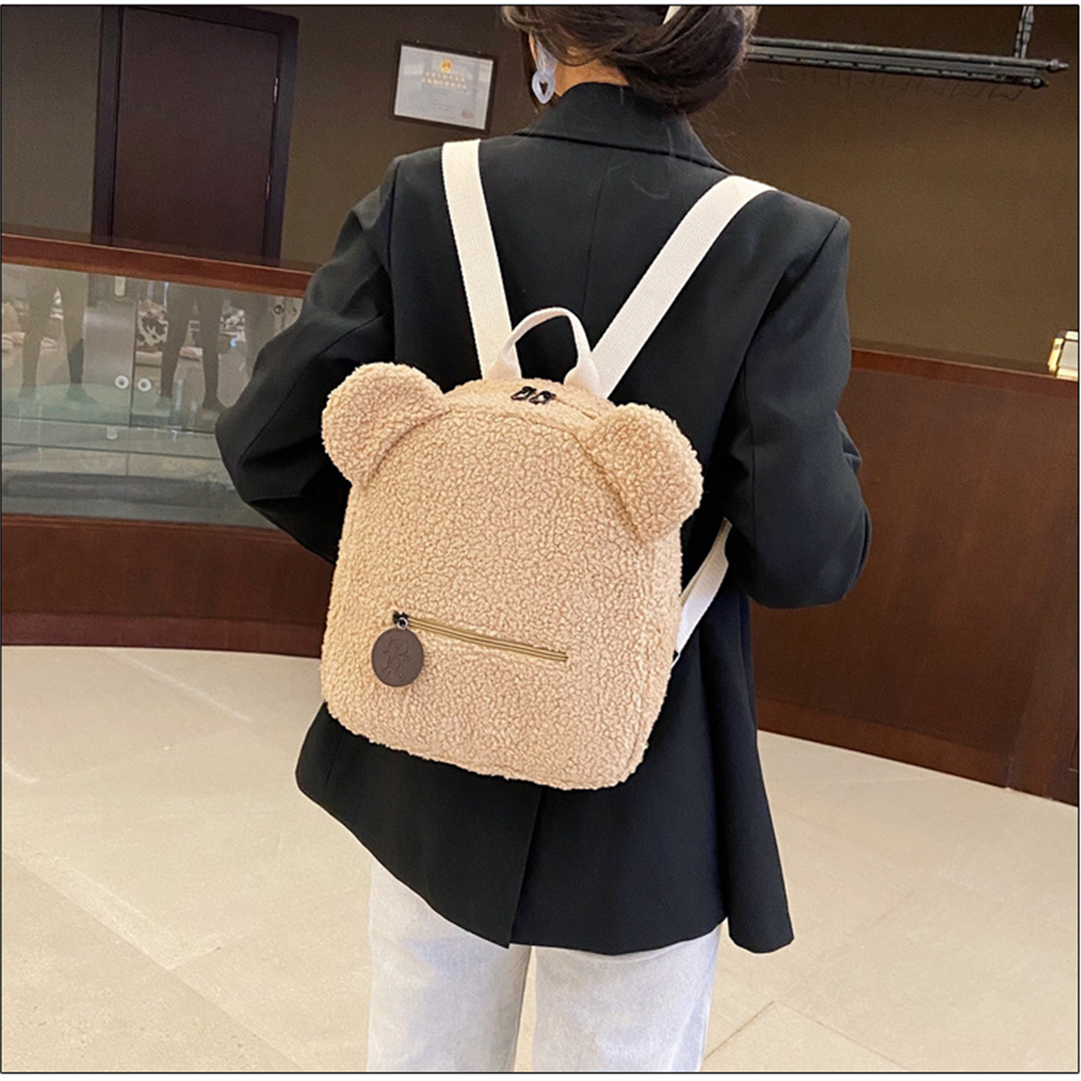 Zaino a spalla a forma di orso carino da donna Zaini con orso personalizzati Zaini per lo shopping portatili per bambini-LJX