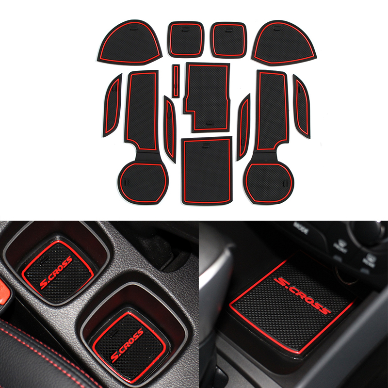 Tapis de fente intérieure de porte de voiture, accessoire pour Suzuki SX4 S Cross s-cross 2014- 2023, tapis de fente de porte antidérapant, rainure de porte, coussin de tasse, dessous de verre
