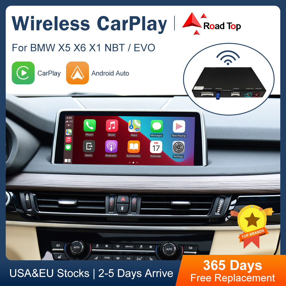 Road Top Wireless CarPlay Android Auto dla BMW NBT EVO X5 F15 X6 F16 2014-2020 X1 F48 2016-2020 z funkcjami Car Play Airplay