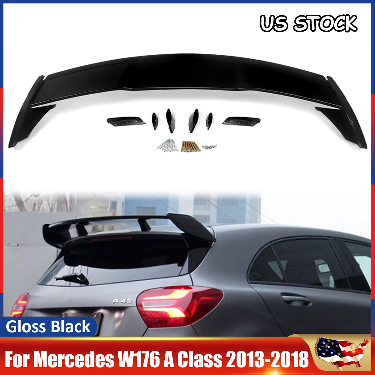 Roof Spoiler Compatible with Mercedes Benz W176 A-Class A250 A45 A200 A250 Rear Trunk Wing Rear Roof Spoiler Body Kit Magickit