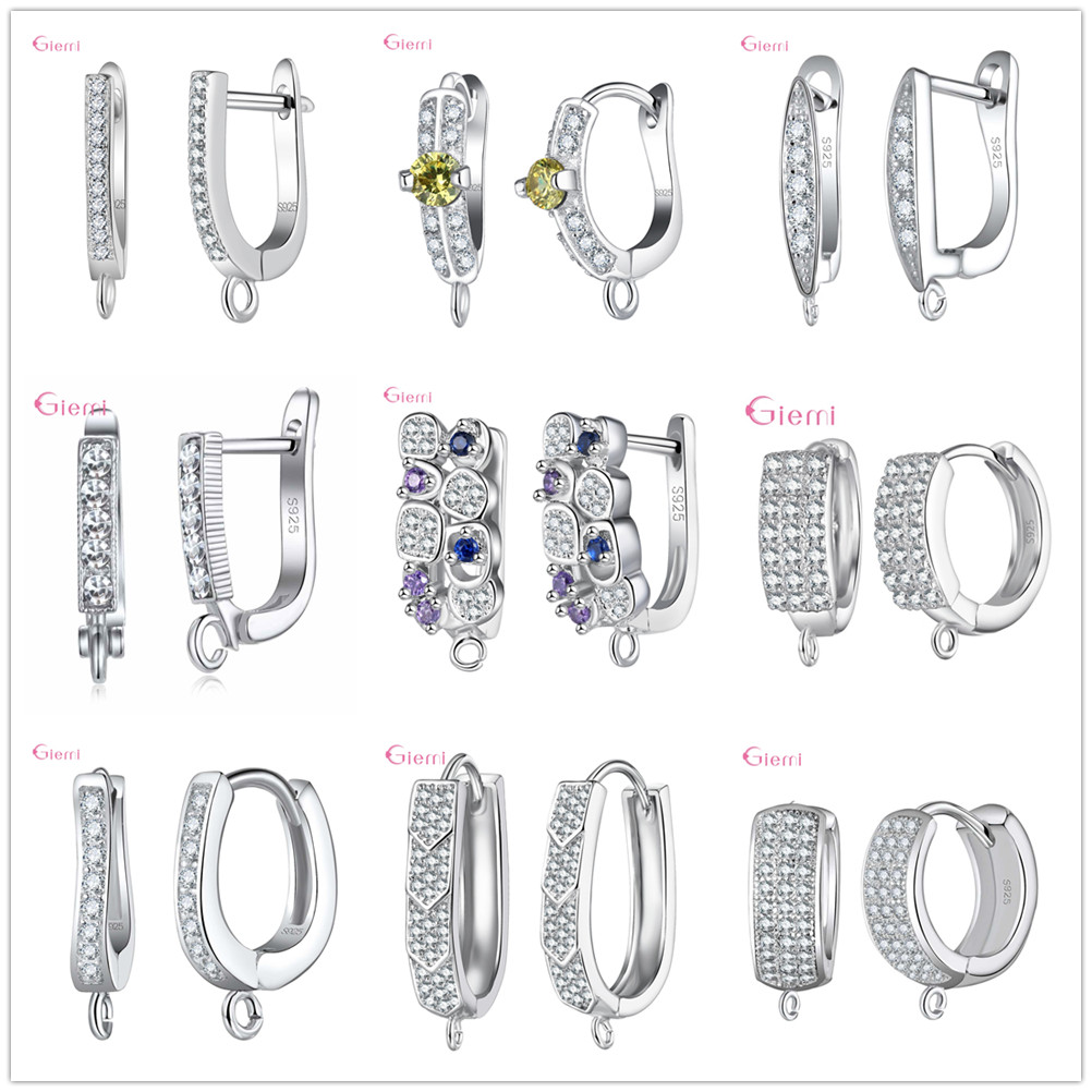 Boucles d'oreilles délicates en argent Sterling 925 et zircone cubique, crochet pour la fabrication de bijoux, accessoires de recherche de Brincos