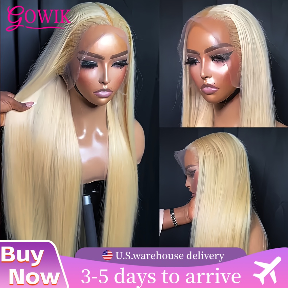 Peluca con malla Frontal rubia 613, cabello humano 13X6 Hd, peluca Frontal de encaje recto 100% cabello humano brasileño, peluca de cabello humano con encaje Frontal 13X4