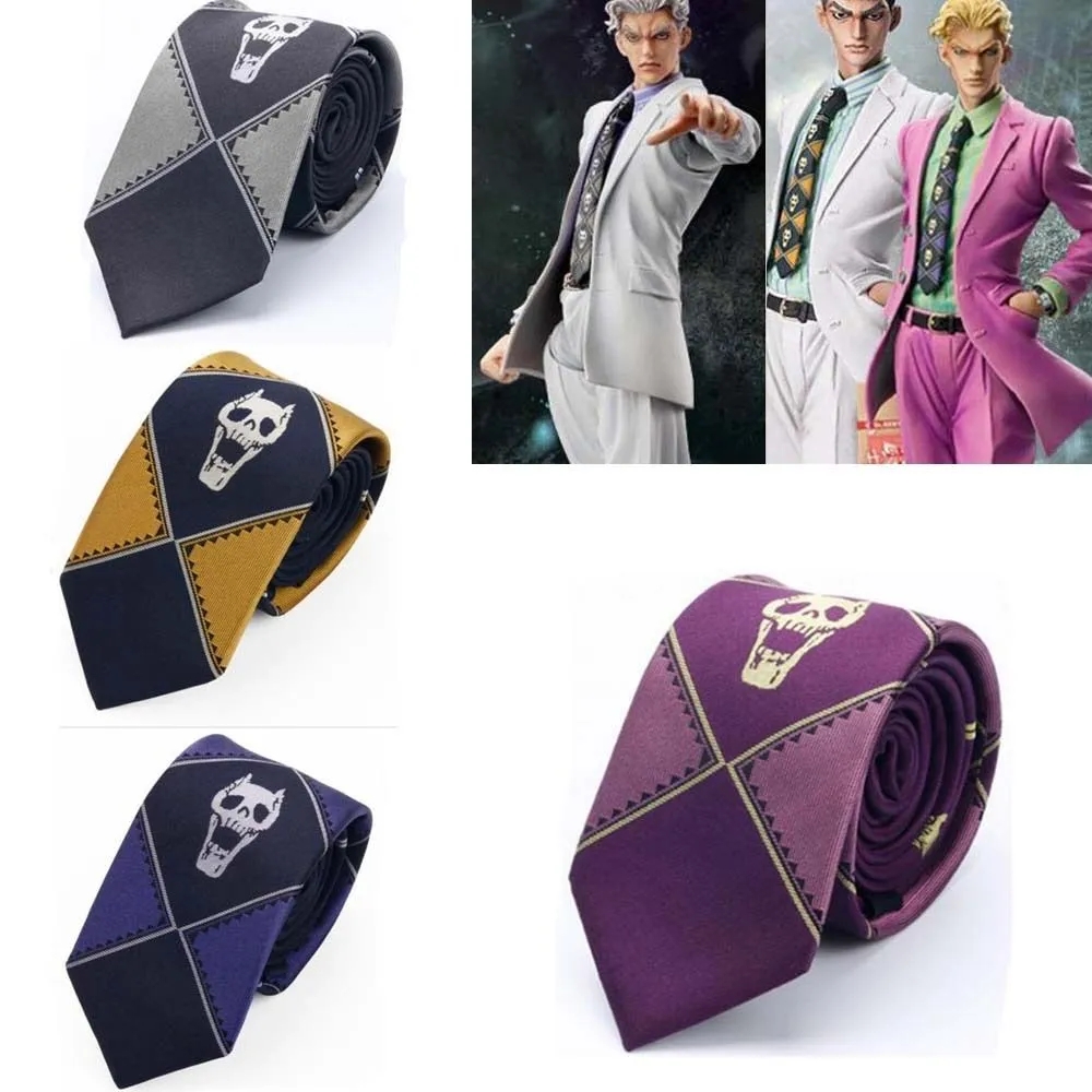 Brdwn JoJo hombres Kira Yoshikage KILLER QUEEN demonio cráneo esqueleto Jacquard corbata 145cm corbata Cosplay Prop