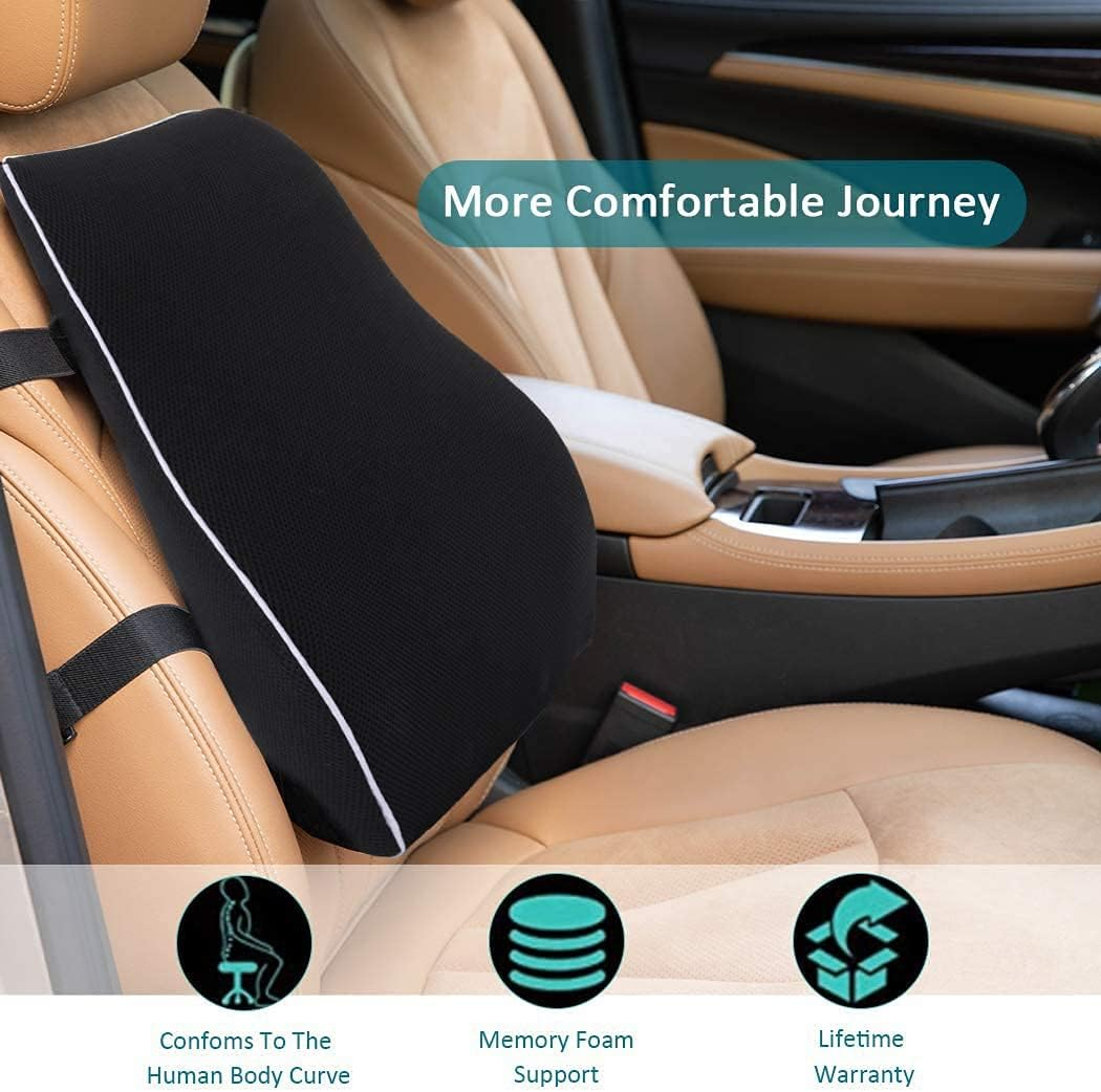 Lumbar Support Pillow Memory Foam Car Seat Waist Cushion Relieve Back Pain Soft and Comfortable For Office Home Car