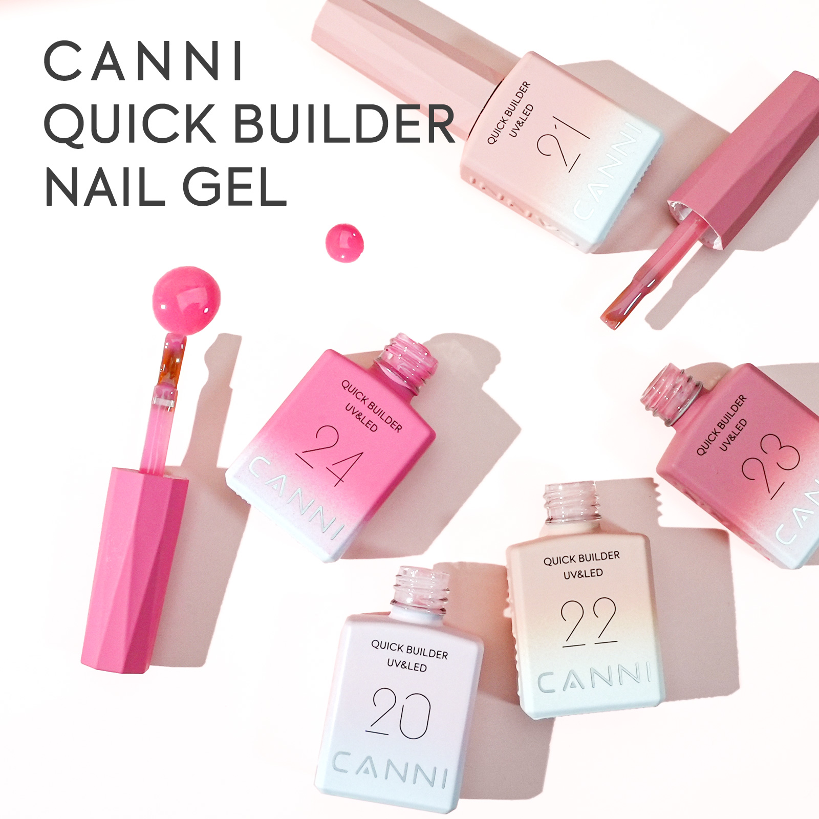 CANNI Гель-лак для ногтей HEMA/TPO FREE Extension UV Gel Builder Гель для ногтей в бутылке Полуперманентная резиновая основа Самовыравнивающийся гель