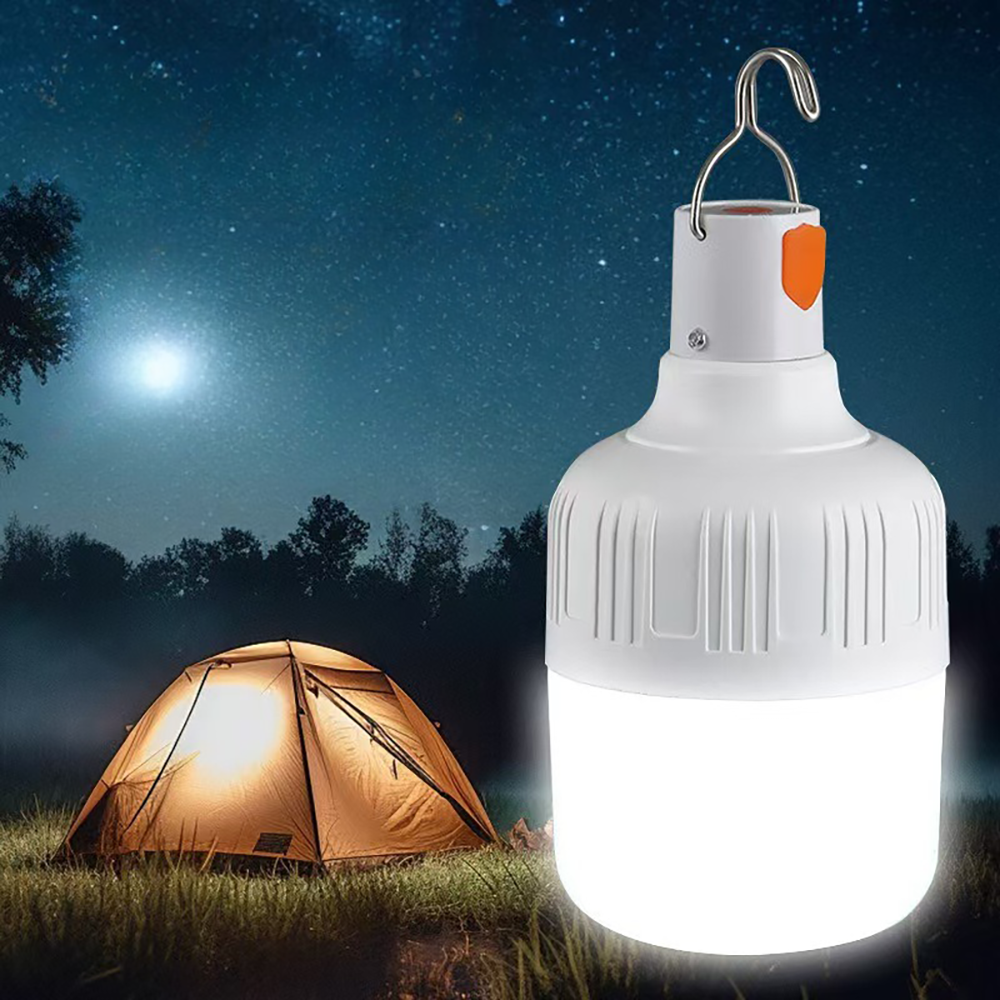 Ampoules LED rechargeables par USB, haute luminosité, lumière d'urgence extérieure, crochet pour Camping, pêche, lanterne Portable, veilleuse, 1 pièce