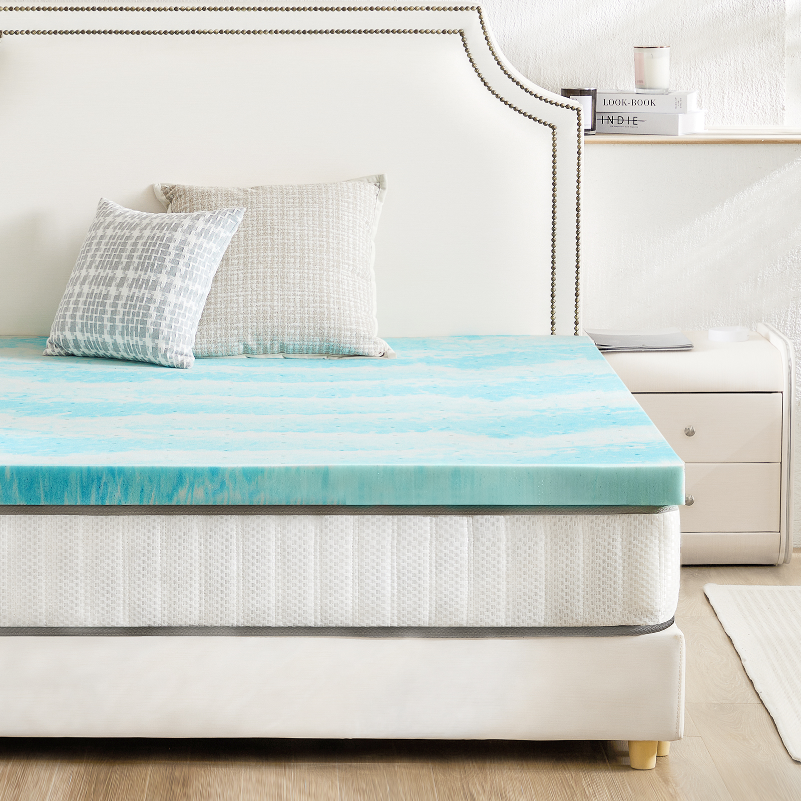 JHK 2-3 pollici Topper per materasso in memory foam Queen Size Materasso rinfrescante in gel spesso Morbido e traspirante Topper per letto Mobili per camera da letto