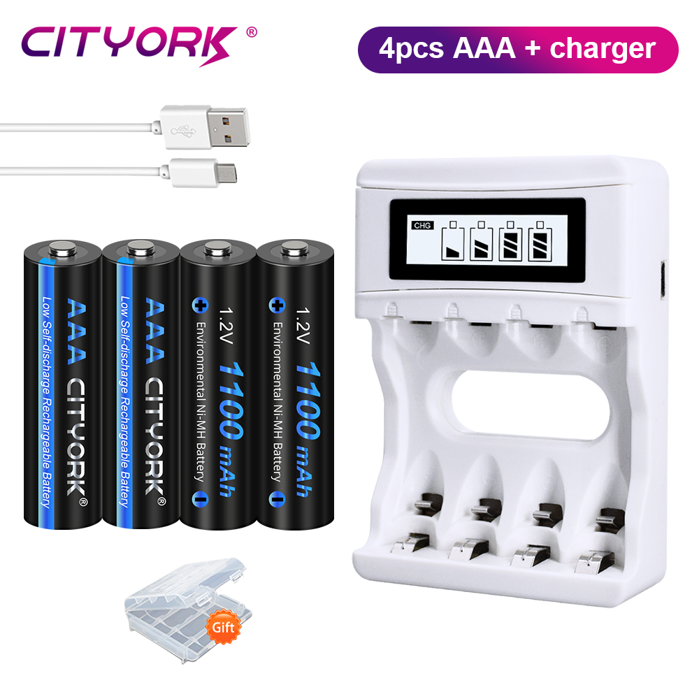 CITYORK 2-16 Buah Baterai Isi Ulang AAA 1100MAh 1.2V Ni-MH Baterai AAA Baterai Isi Ulang 3A Baterai Aaa