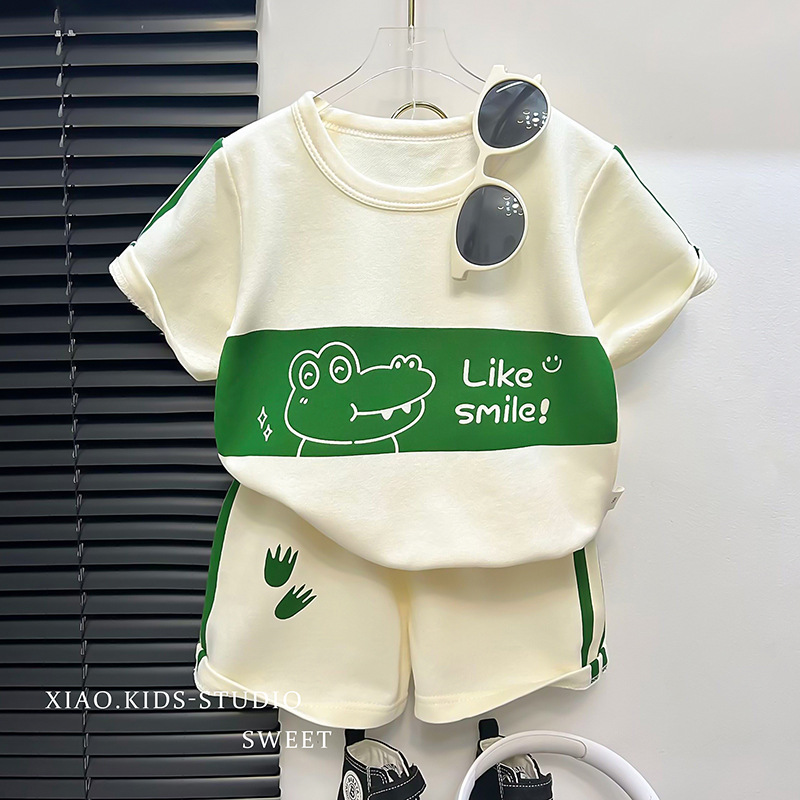 Conjuntos infantis mãe crianças roupas meninos menina camiseta shorts 2 pçs manga curta bebê crianças roupas da criança terno listrado