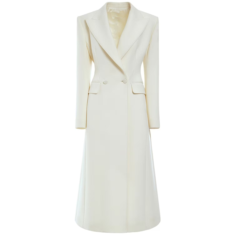 Trench a maniche lunghe invernale caldo moda cappotto bianco da donna nuovo 10280
