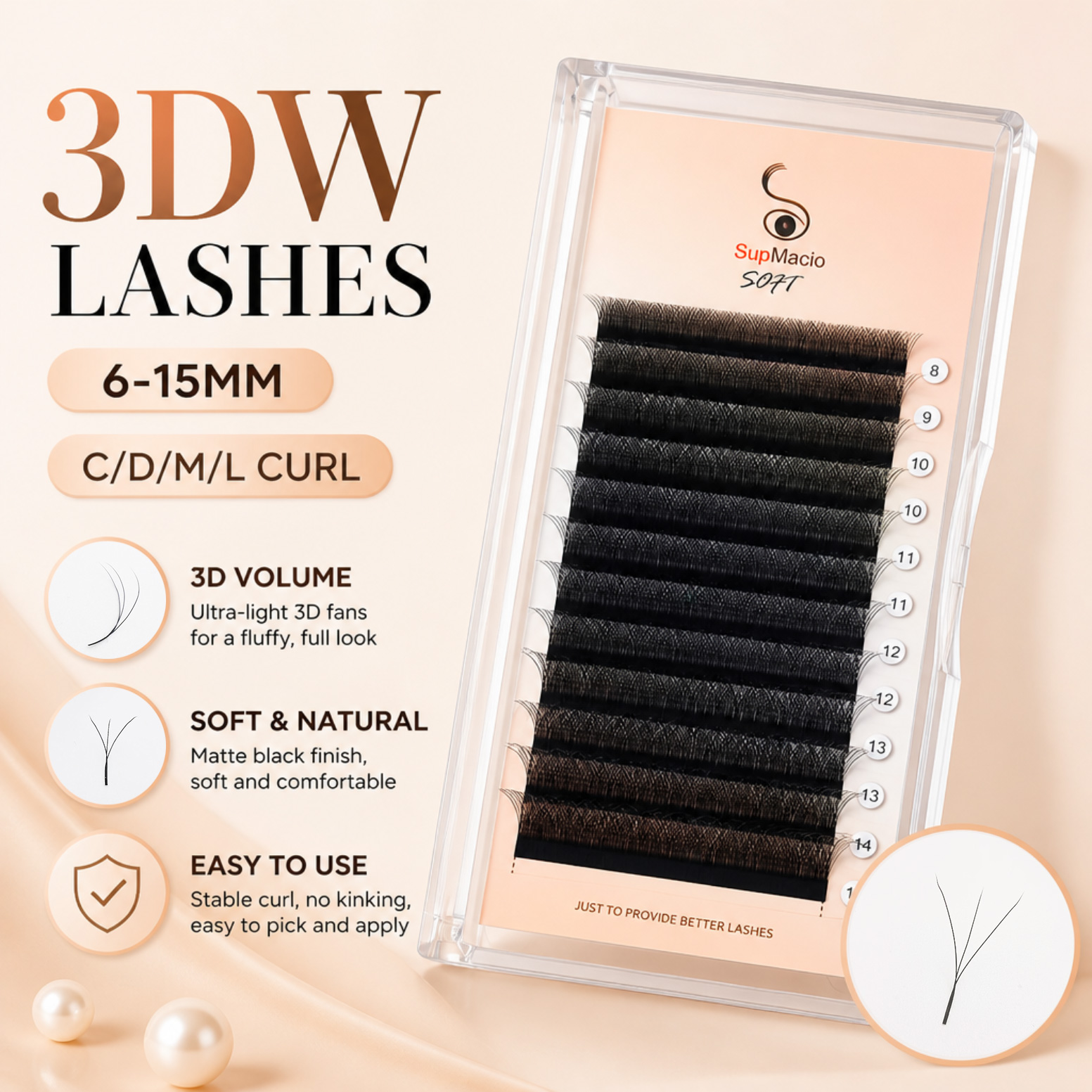 3d W Eyelashes Lash Extension W Shape 3d Ready-Made Eyelash Bundles 3d Wires Clover Fast Lashes Fan Cilio 3 D Mix C D Curl Y2K