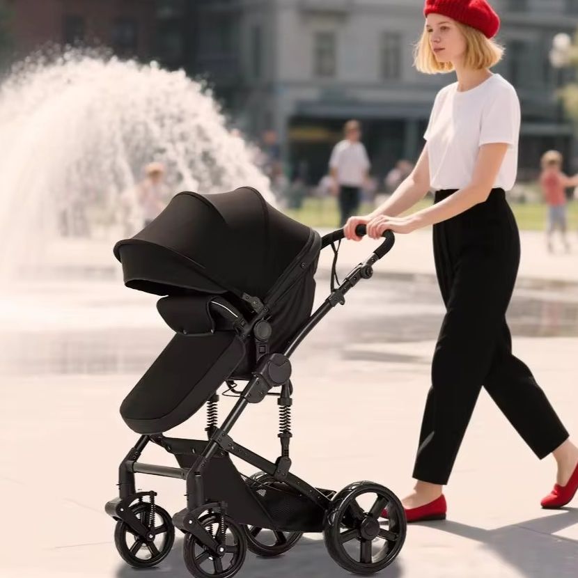Carrinho de Bebê Multifuncional Portátil 3 em 1 com Assento Elevado, Bebê Conforto e Sistema de Viagem com Empurrador Bidirecional para Recém-Nascidos - Novo