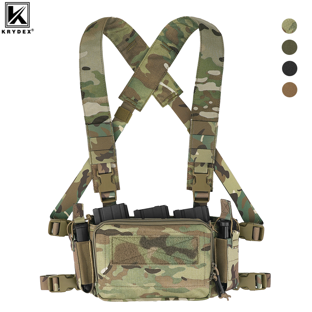 KRYDEX – plate-forme de poitrine tactique Micro D3CR, avec Triple pochette pour magazines 5.56 7.62 9mm, sangle réglable, accessoires d'équipement de chasse D3CRM