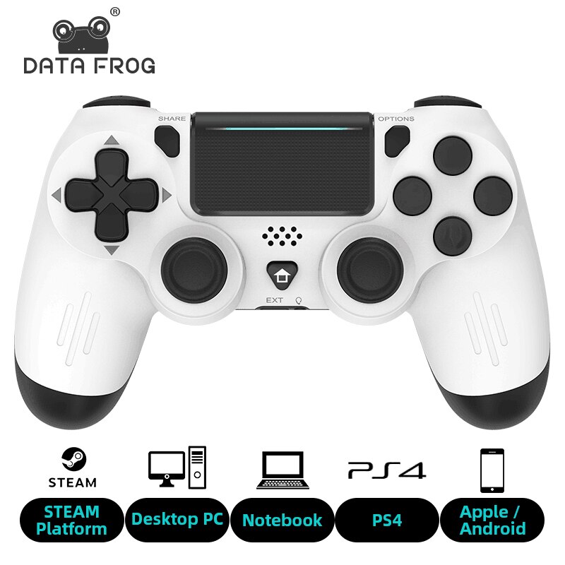 จอยควบคุมเกมรองรับบลูทูธ Data Frog สำหรับ PS4/slim/pro เกมแพดไร้สายสำหรับ PC จอยสติ๊กแบบสั่นสะเทือนคู่สำหรับ iOS/Android