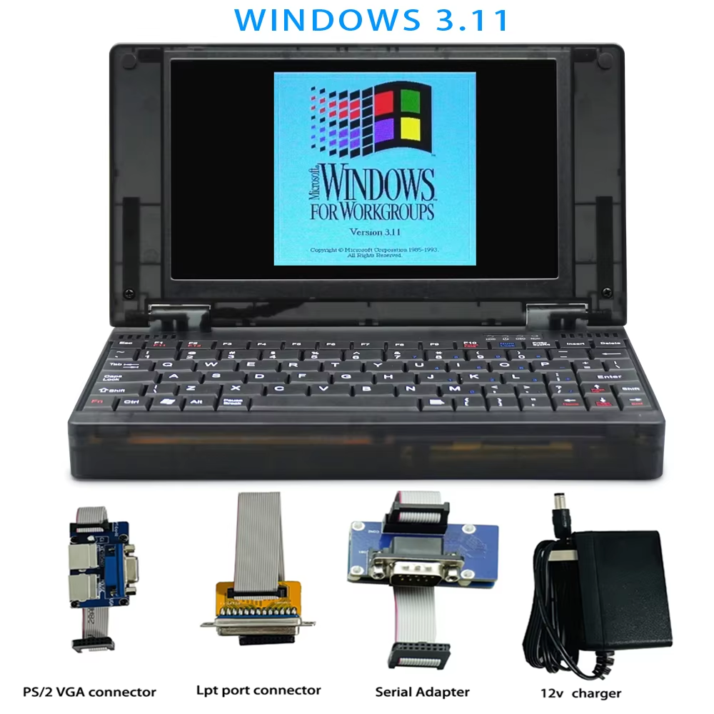 Pocket 386 windows3.11/95 sistema retro ordenador portátil OPL3 tarjeta de sonido VGA IPS pantalla ratón integrado