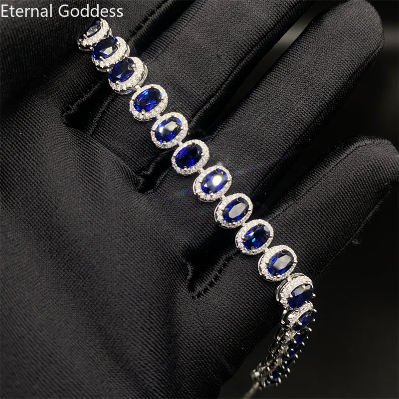 Jóias natural sri lankan safira pulseira casamento safira prata pulseira feminino presentes românticos pulseira para mulher luxo
