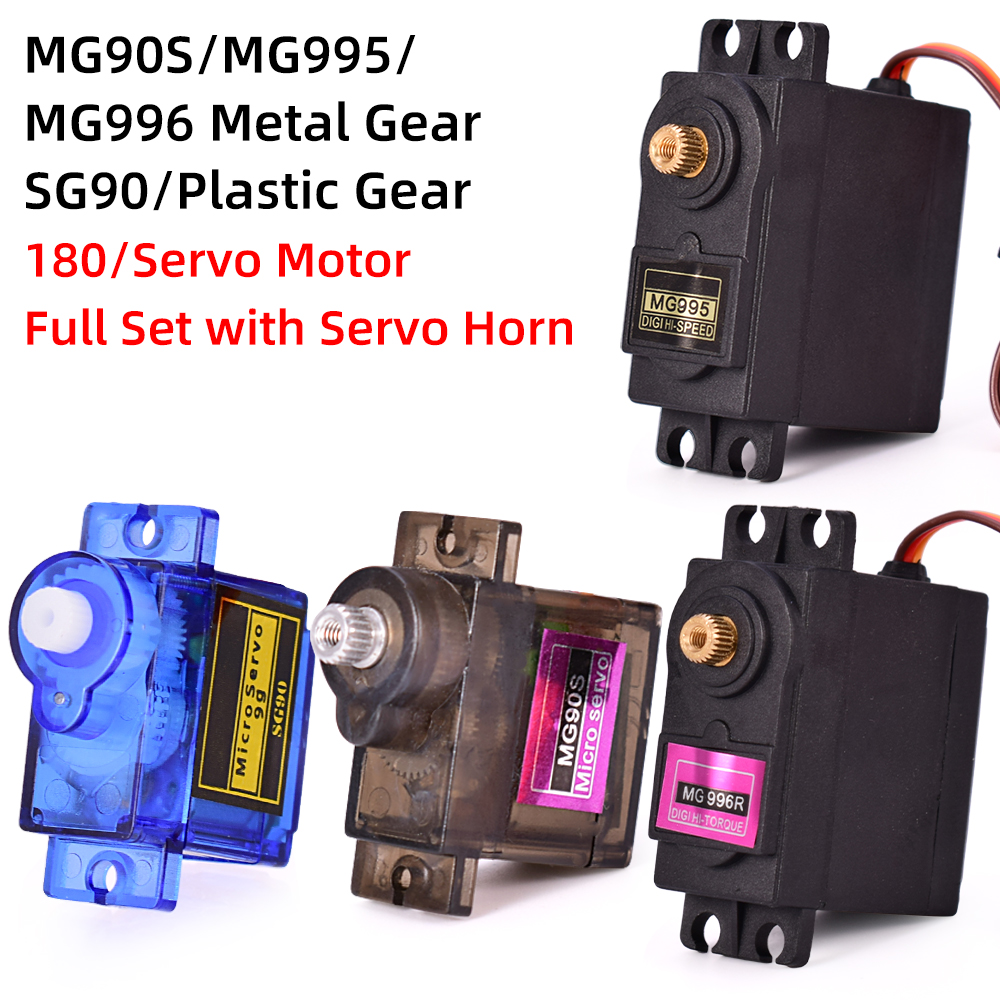 MG995 MG996r SG90 9g MG90s Metall/Kunststoff-Getriebe 180 Grad Micro Servo Motor Set für RC Flugzeug Starrflügler Modell Fernsteuerung