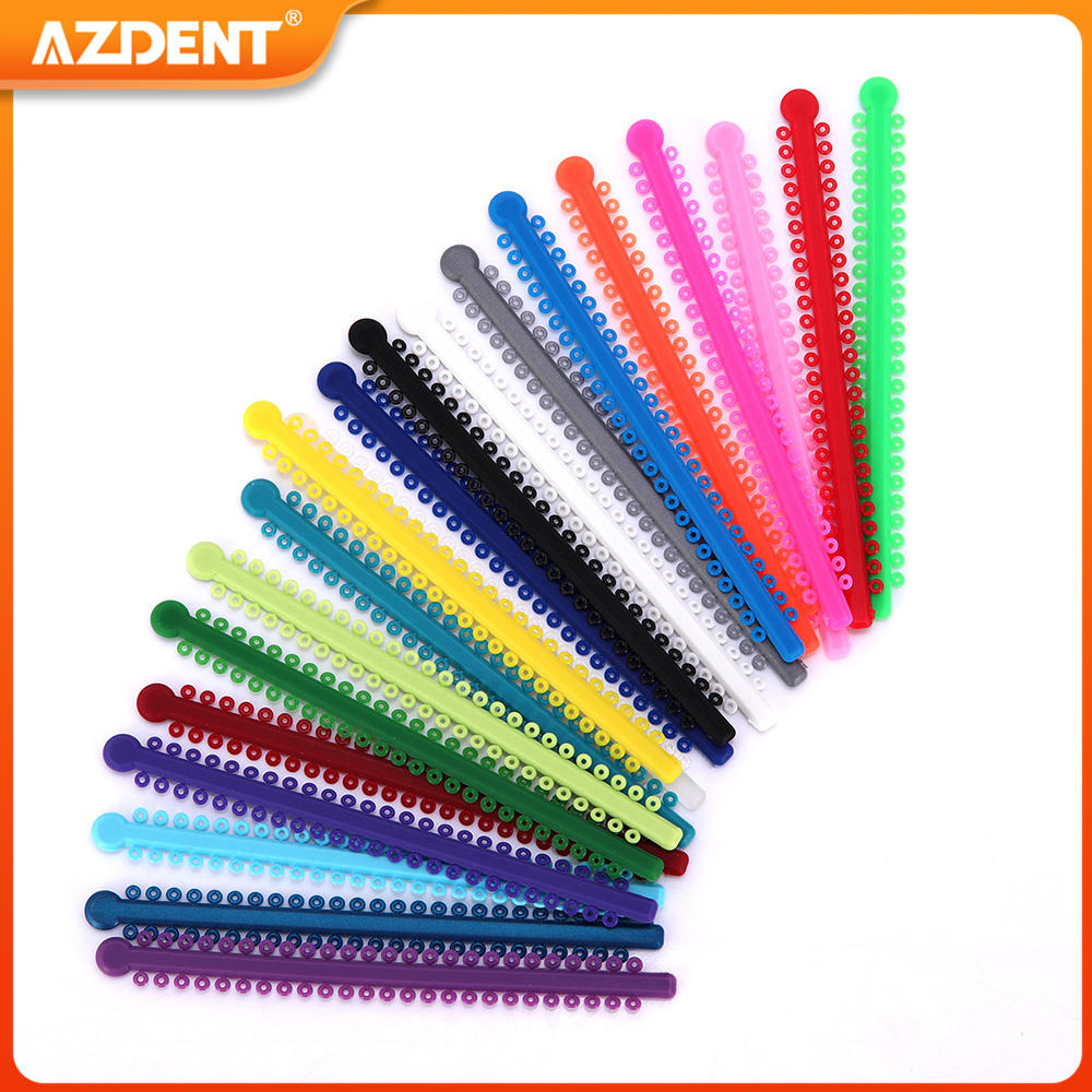 1000 stks/pak AZDENT Tandheelkundige Orthodontische Elastische Ligatuur Banden Bands Ligatie Ring 23 Kleuren Tandheelkunde Levert