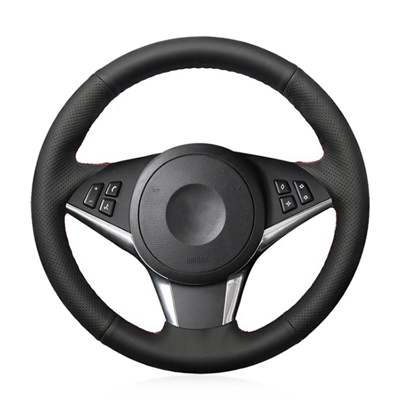 Housse de volant de voiture en cuir microfibre, pour BMW E60 E61 530d 545i 550i E63 E64 630i 645Ci 650i, intérieur cousu à la main