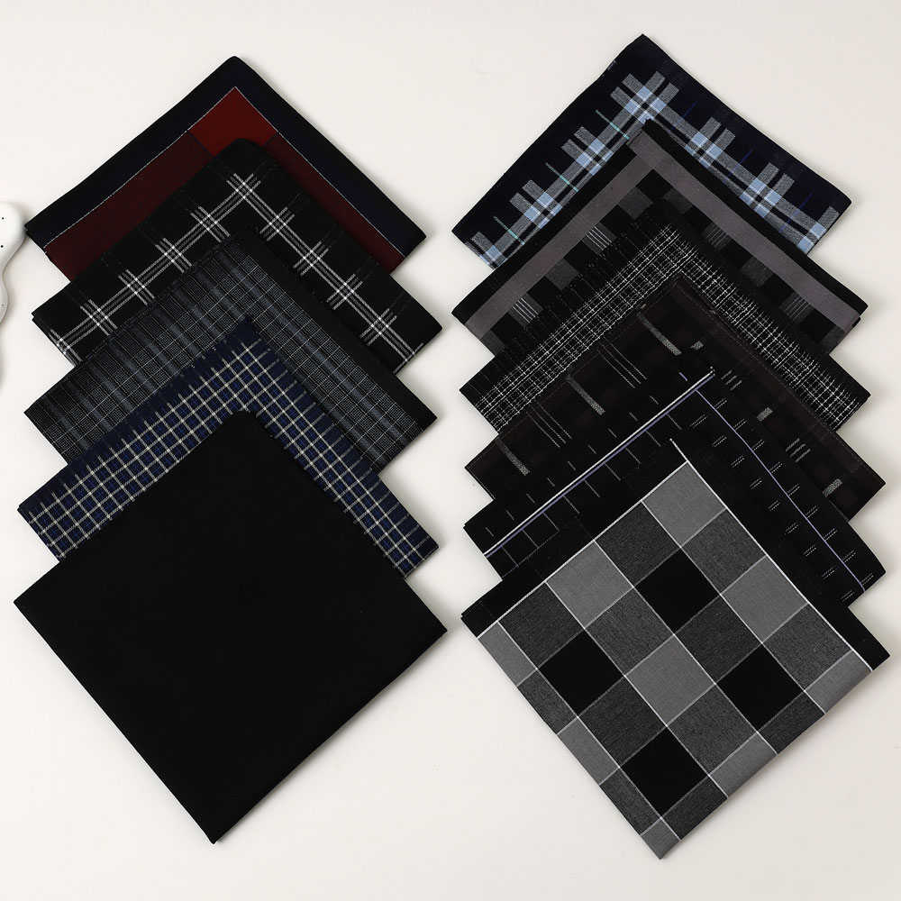 3 Packs of Randomly Mixed and Matched Men's Gentleman's Yarn-Dyed Plaid Handkerchiefs, Suit Flap Pocket Pants Squares, Wedding Season Groom's Souvenirs, Sweat Towels