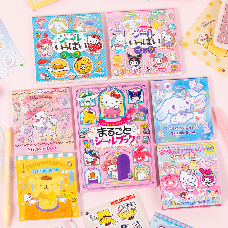Nuevo libro de pegatinas Sanrio Hello Kitty Melody Cinnamoroll Goo Card pegatina bonita de dibujos animados decoración de cuenta de mano juguetes para niños regalos
