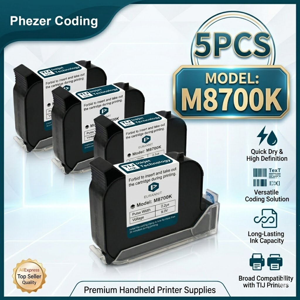 Phezer A Level Ink 1/3/5pcs Handheld Online Inkjet Printer Cartridge Quick Dry Black B Level 12.7mm Original Parts Office