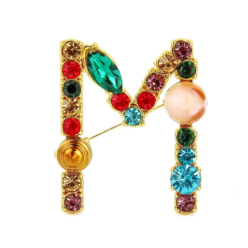 Neue Ankunft Englisch Brief Wort Brosche Bunte Strass Kristall Anstecknadeln für Frauen Pullover Anzug Brosche Partei Schmuck Geschenke